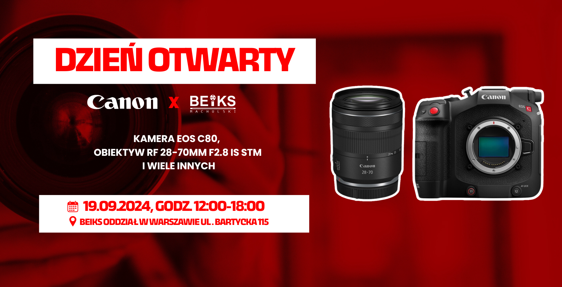 Dzień otwarty w BEIKS z kamerą Canon EOS C80 oraz innymi nowościami Canon – 19.09.2024, Warszawa.